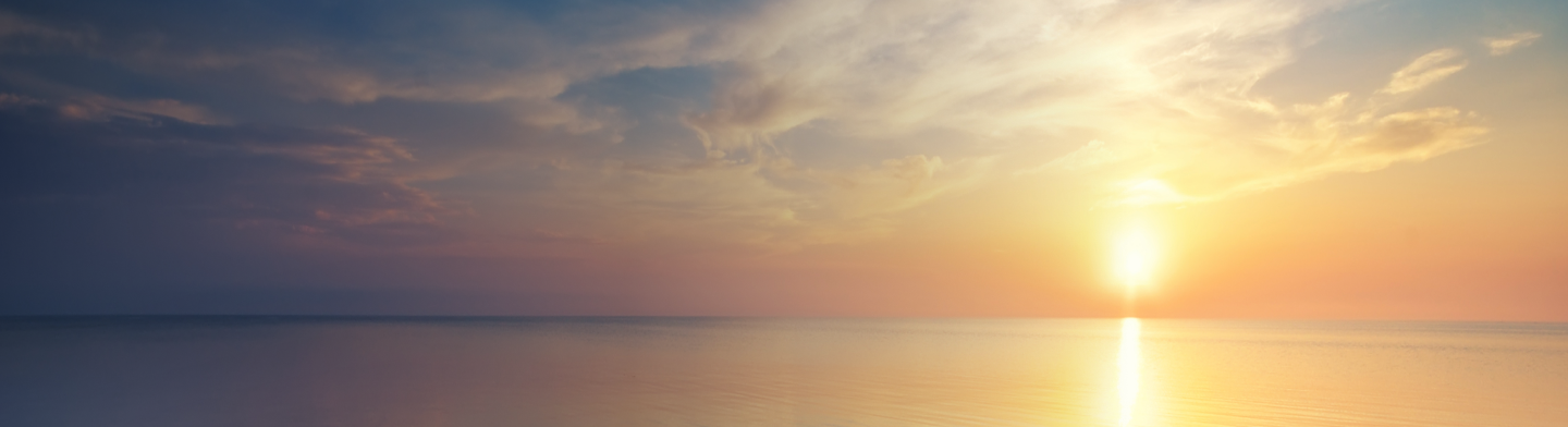 Sunrise over calm water with text reading Hospice Care, symbolizing comfort and hope.