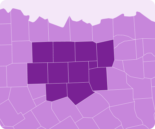 Map of Texas with highlighted service regions around Dallas-Fort Worth.