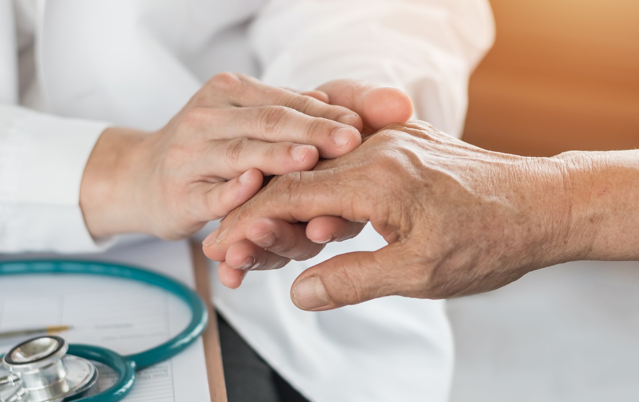 Compassionate hand support during an advance care planning discussion